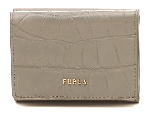 FURLA フルラ レザー 三つ折り コンパクト財布 - グレー gy