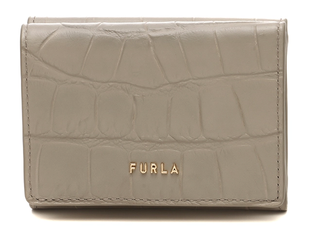 FURLA フルラ 三つ折り コンパクトウォレット グレー レザー 【436 