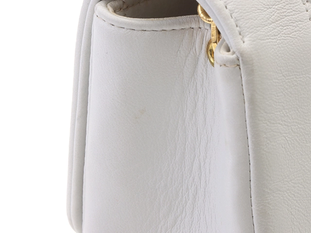CHANEL　シャネル　ダイアナフラップ　マトラッセ　チェーンショルダー　ホワイト/GP シープ【432】2148103595059