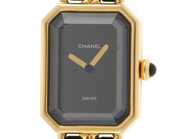 CHANEL シャネル 腕時計 プルミエールM H0001 GP/革 ブラック文字盤 M