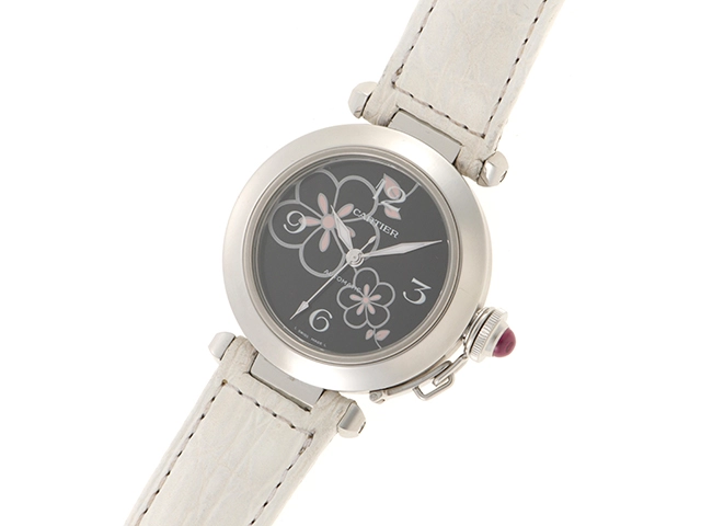 Cartier カルティエ 腕時計  パシャC ドゥ カルティエ W3109699 2007クリスマス限定モデル ステンレス ウィンターフラワー ステンレス/アリゲーターベルト 自動巻き【471】