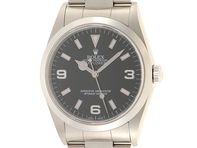 2001年並行紙ギャラ ROLEX ロレックス メンズ腕時計 エクスプローラーＩ 14270 P番 ブラック文字盤 自動巻  ステンレススティール【433】 の購入なら「質」の大黒屋（公式）