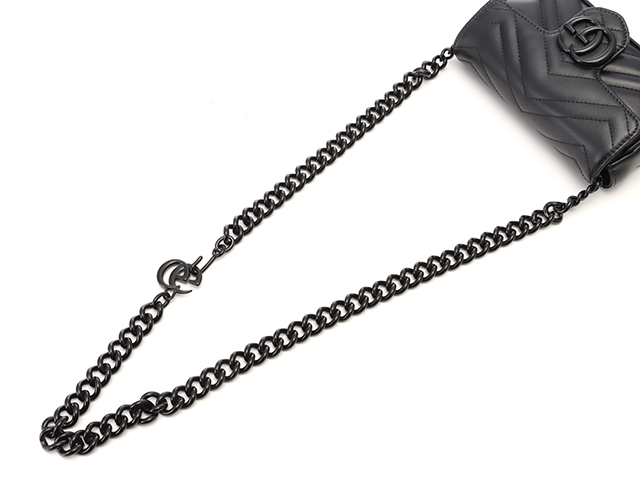 GUCCI グッチ チェーンベルトバッグ GGマーモンド ブラック GUCCI グッチ チェーンベルトバッグ GGマーモンド ブラック
