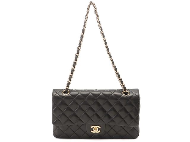 【柔らかラムスキン☆モコモコ×マトラッセ♪】CHANEL グローブ シャネル Wフラップ 25cm チェーンショルダー 42976 ブラック