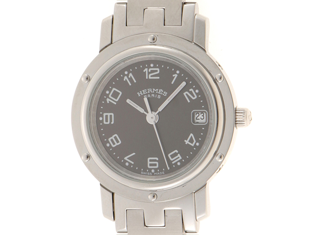 HERMES エルメス クリッパー CL4.210 SS グレー 女性用クオーツ