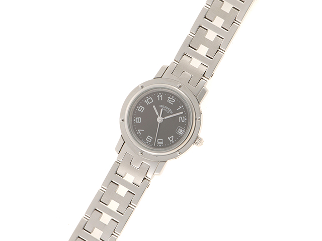 HERMES エルメス クリッパー CL4.210 SS グレー 女性用クオーツ