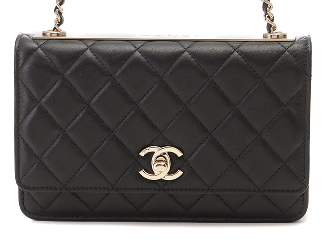 CHANEL シャネル トレンディCCマトラッセチェーウォレット ブラック/GP ラムスキン A80892【432】2148103605116