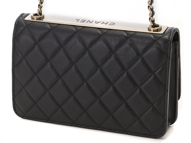 CHANEL シャネル トレンディCCマトラッセチェーウォレット ブラック/GP ラムスキン A80892【432】2148103605116