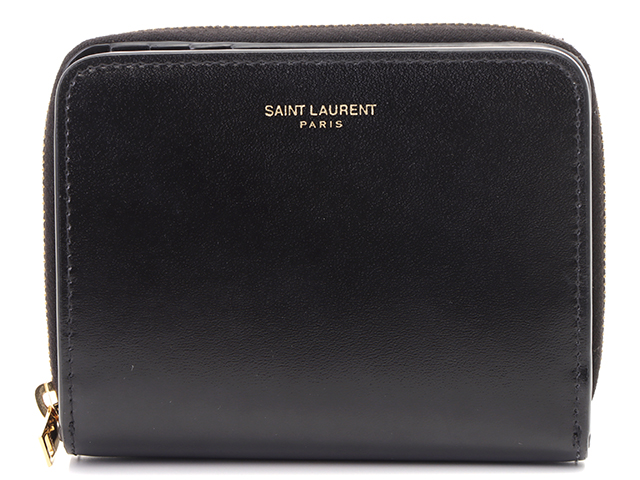 SAINT LAURENT サンローラン 二つ折り財布 ブラック レザー 