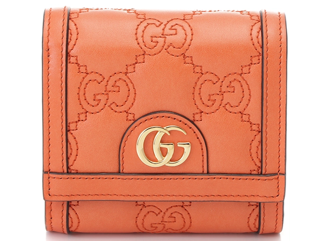 GUCCI グッチ GGマトラッセ カードケースウォレット オレンジ レザー