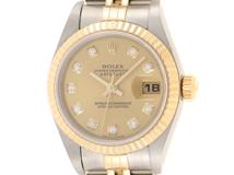 Y番　ROLEX　ロレックス　デイトジャスト　79173G　YG/SS　シャンパンゴールド10PD文字盤　女性用自動巻時計【473】