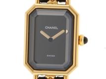 CHANEL シャネル 時計 プルミエールL H0001 GP ゴールドメッキ レザー ブラック文字盤 レディース クォーツ （2148103606762）【200】