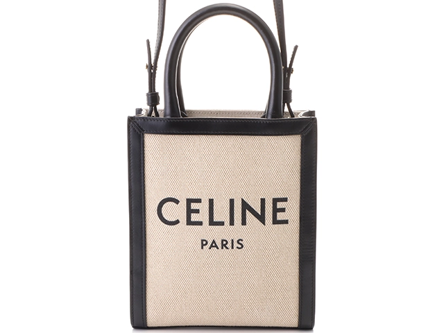 CELINE セリーヌ バーティカルカバミニ ベージュ×ブラック キャンバス 