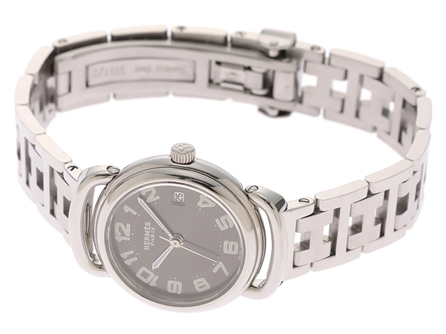 HERMES エルメス 腕時計 プルマン PU2.210 グレー レディース クオーツ (2148103610882)【200】