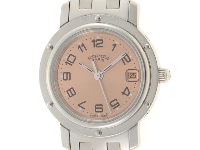 HERMES エルメス クリッパー CL4.210 クオーツ ステンレス SS ピンク  