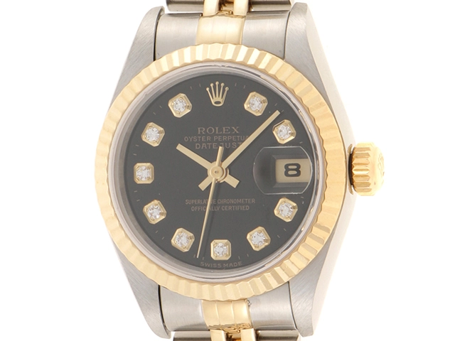 W番 ROLEX ロレックス デイトジャスト 69173G 18YG/SS ブラック10PD レディース 自動巻き（  2148103612176）【200】 の購入なら「質」の大黒屋（公式）