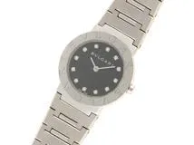 BVLGARI　ブルガリ　腕時計　ブルガリ・ブルガリ　BB26SS　ステンレススチール　ダイヤ12P　クォーツ　ブラック文字盤　レディース　2148103615115　【205】