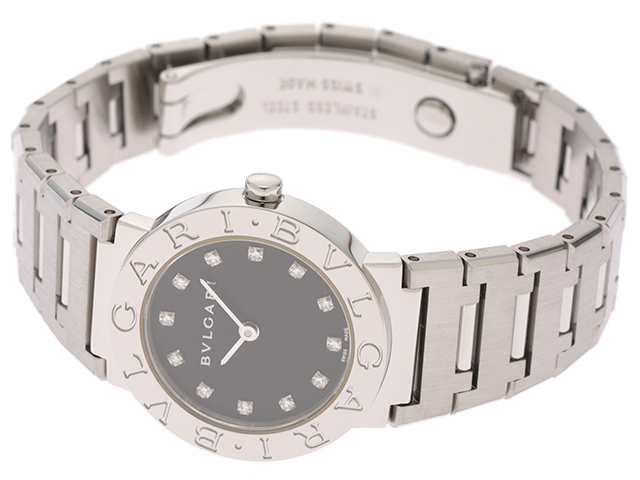 BVLGARI ブルガリ 腕時計 ブルガリ・ブルガリ BB26SS ステンレススチール ダイヤ12P クォーツ ブラック文字盤 レディース  2148103615115 【205】 の購入なら「質」の大黒屋（公式）