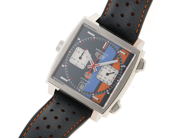 TAG HEUER タグホイヤー モナコ ガルフ スペシャルエディション CAW211R.FC6401 メンズ 自動巻き 時計 ステンレス SS  革（2148103619069）【200】