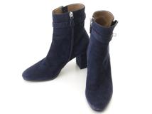 HERMES　エルメス　サンジェルマン　ショートブーツ　レディース35　ネイビー/シルバー金具　スウェード　182103Z　2148103619373　【200】