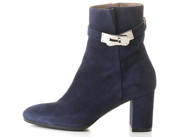 HERMES　エルメス　サンジェルマン　ショートブーツ　レディース35　ネイビー/シルバー金具　スウェード　182103Z　2148103619373　【200】