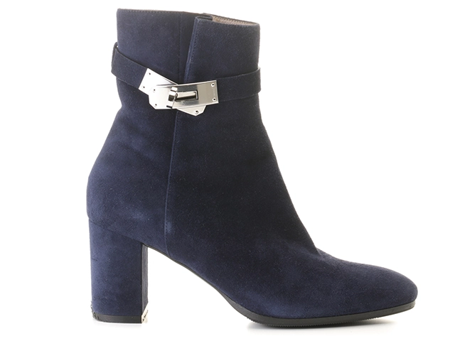 HERMES　エルメス　サンジェルマン　ショートブーツ　レディース35　ネイビー/シルバー金具　スウェード　182103Z　2148103619373　【200】