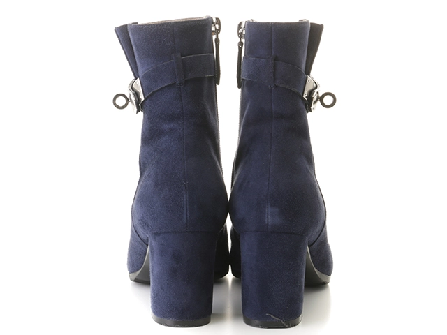 HERMES　エルメス　サンジェルマン　ショートブーツ　レディース35　ネイビー/シルバー金具　スウェード　182103Z　2148103619373　【200】