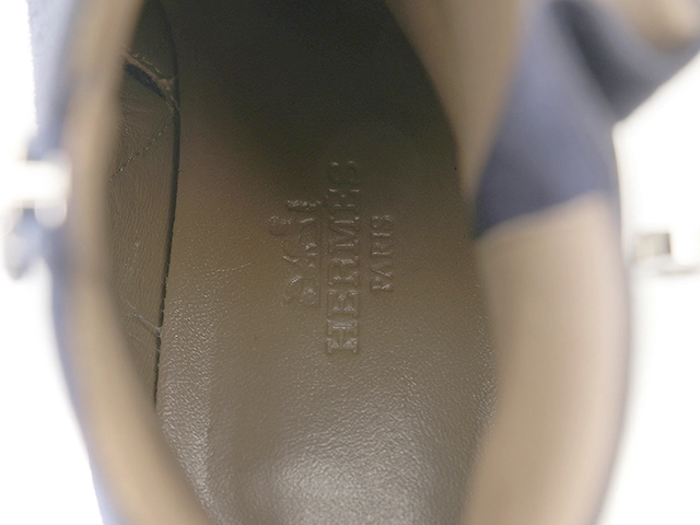 HERMES　エルメス　サンジェルマン　ショートブーツ　レディース35　ネイビー/シルバー金具　スウェード　182103Z　2148103619373　【200】