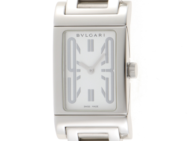 BVLGARI ブルガリ レッタンゴロ クォーツ腕時計 アナログ ステンレス ホワイト シルバー レディース RT39S 【436】 2148103619663