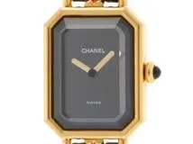 CHANEL　シャネル　レディース腕時計　プルミエールM　H0001　クオーツ　ブラック文字盤　GP/革【433】