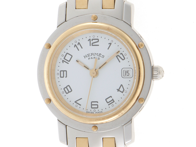 HERMES エルメス 時計 レディース クリッパー CL4.220 ホワイト