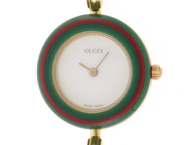 GUCCI グッチ 腕時計 チェンジベゼルウォッチ 11/12.2 ゴールドメッキ／プラスチック ホワイト文字盤 クオーツ 現状販売品【472】SJ  の購入なら「質」の大黒屋（公式）