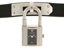 HERMES　エルメス　腕時計　ケリーウォッチ　KE1.210　ステンレススチール / レザー　クォーツ　ブラック文字盤　レディース　2148103623554　【205】