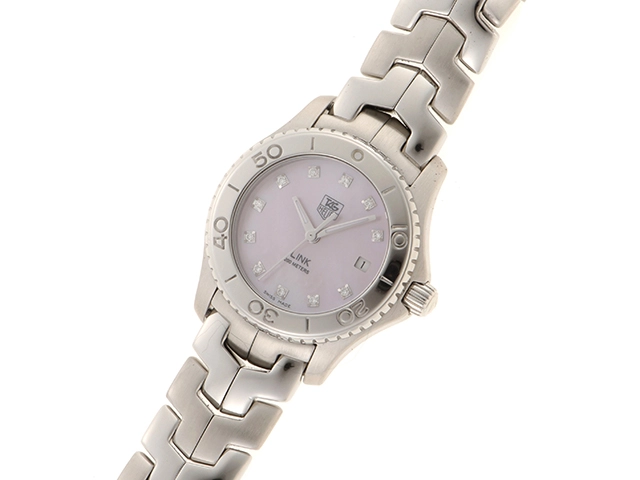 2008年並行品 TAG HEUER タグ・ホイヤー 腕時計 リンク デイト WJ131C-1 シェル11Pダイヤモンド文字盤 ステンレス クォーツ【472】SJ