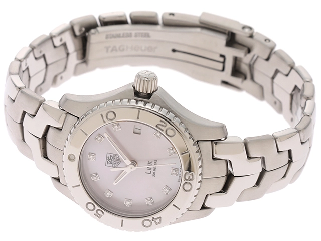 2008年並行品 TAG HEUER タグ・ホイヤー 腕時計 リンク デイト WJ131C-1 シェル11Pダイヤモンド文字盤 ステンレス クォーツ【472】SJ
