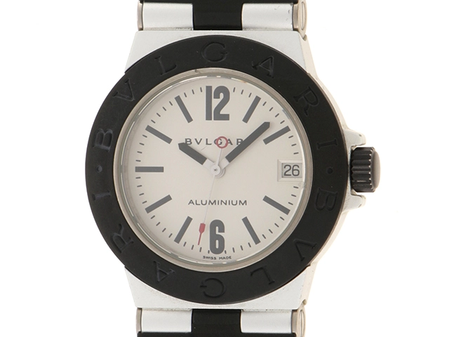 BVLGARI ブルガリ 腕時計 アルミニウム AL32TA シルバー文字盤 アルミニウム/ラバーベルト クオーツ【472】SJ