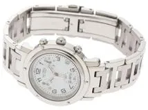 HERMES エルメス 腕時計 クリッパークロノ CL1.310 ホワイト文字盤 ステンレススチール クォーツ【472】SJ