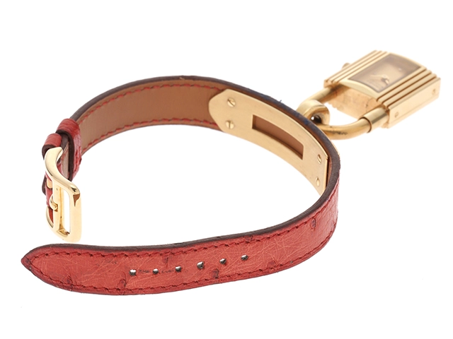 HERMES エルメス ケリーウォッチ KE1.201 ゴールドメッキ/カーフレザー ゴールド文字盤 レディース クオーツ(2148103625657)N【200】