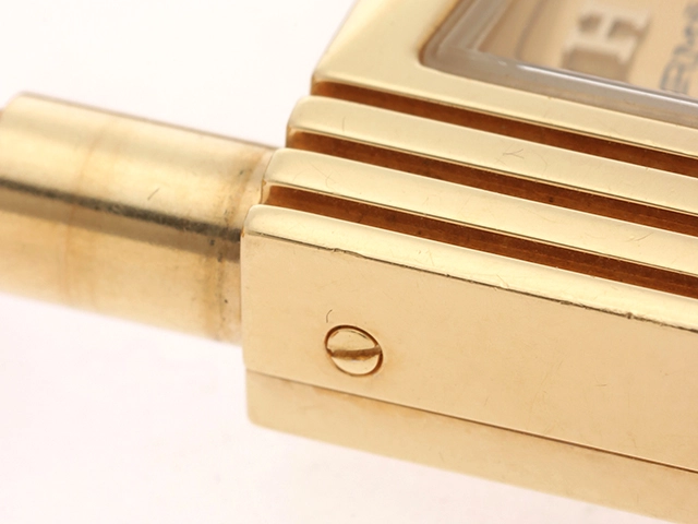 HERMES エルメス ケリーウォッチ KE1.201 ゴールドメッキ/カーフレザー ゴールド文字盤 レディース クオーツ(2148103625657)N【200】