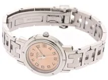 HERMES エルメス 腕時計 クリッパー CL4.210 ピンク文字盤 ステンレススチール クォーツ【472】SJ