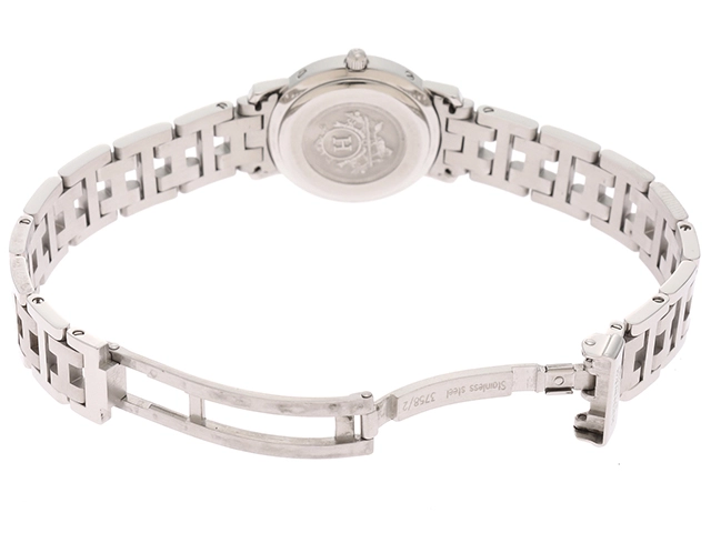 HERMES エルメス レディース時計 クリッパー クオーツ SS ステンレス ブラック文字盤 CL4.210【434】