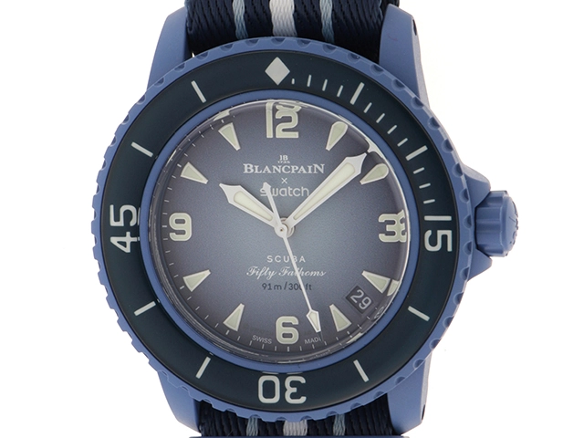 SWATCH　スウォッチ　ブランパンｘSWATCH　SO35A100　ATLANTIC OCEAN Scuba Fifty 　オートマチック　メンズ　腕時計（2148103626135）【200】C