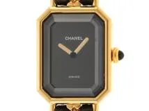 CHANEL シャネル 腕時計 プルミエールS H0001 ゴールドメッキ/革 ブラック文字盤 Sサイズ クオーツ【472】SJ