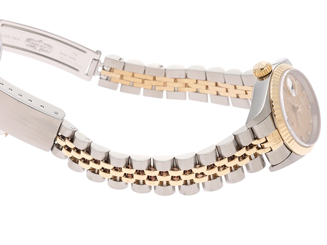 S番 ROLEX ロレックス レディース オートマチック デイトジャスト26 69173G シャンパンホリコン10PD文字盤 旧留 K18YG/SS【472】HK