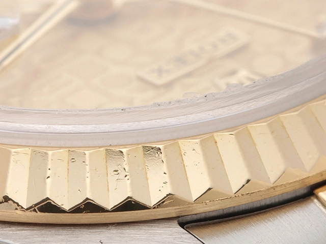 S番 ROLEX ロレックス レディース オートマチック デイトジャスト26 69173G シャンパンホリコン10PD文字盤 旧留 K18YG/SS【472】HK