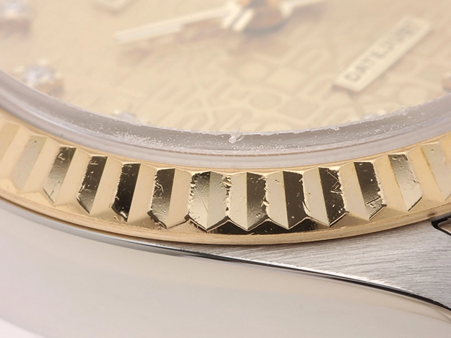 S番 ROLEX ロレックス レディース オートマチック デイトジャスト26 69173G シャンパンホリコン10PD文字盤 旧留 K18YG/SS【472】HK