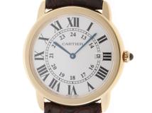 Cartier　カルティエ　メンズ腕時計　ロンドソロLM　W6700455　クオーツ　シルバー文字盤　YG/SS/革ベルト　本体のみ【433】
