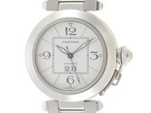 Cartier　カルティエ　パシャCビッグデイト　W31055M7　SS　ホワイト　男性用自動巻時計【473】