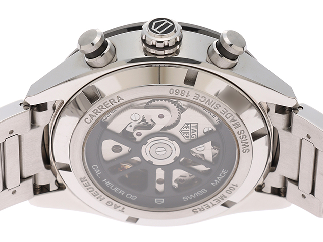 TAG HEUER タグ・ホイヤー 腕時計 カレラ キャリバー ホイヤー02 クロノグラフ スティール/セラミック ブラック文字盤 自動巻き  2021年正規品【472】SJ