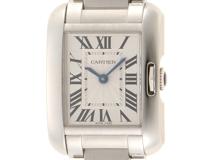 Cartier カルティエ 腕時計 タンクアングレーズSM W5310022 ステンレススチール シルバー文字盤 クオーツ 2014年正規品【472】SJ